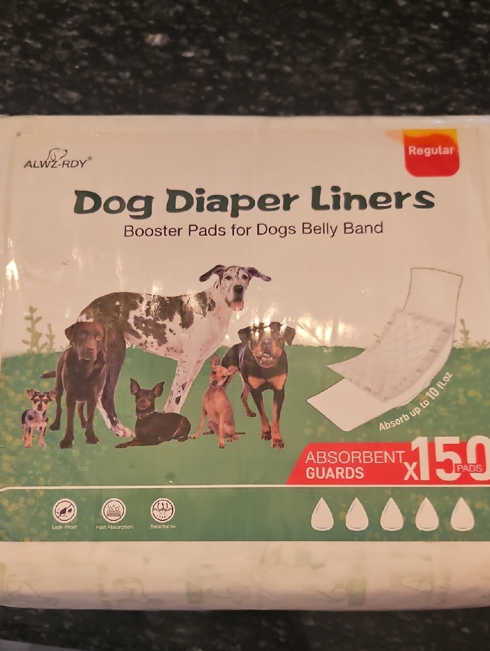 Dog Diaper Liners – Regular Absorbent White Pads (150 Pack) Reg Size